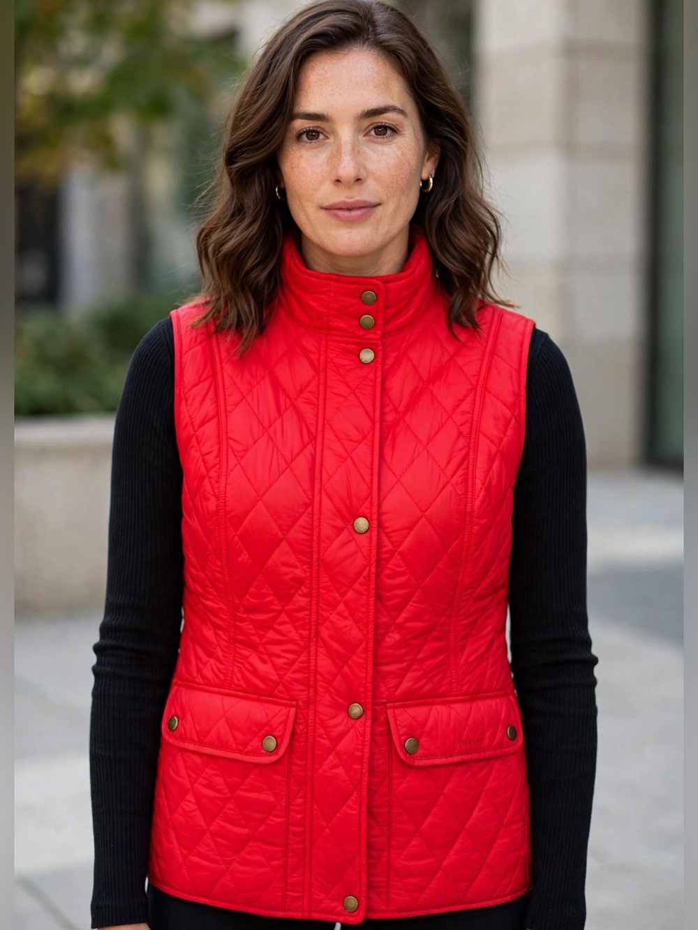Barbour Cavendale Diamond Quilted Zip Vest Red Size US 8